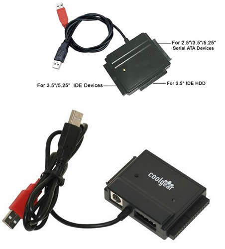 2.0 to IDE Adapter, Works with 2.5/3.5/5.25 HDD - Coolgear