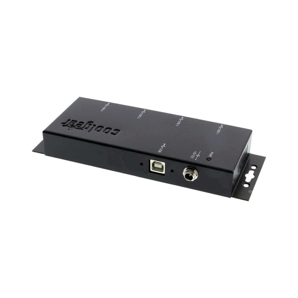 Metal 4-Port USB 2.0 Powered Hub for Industrial Use w/ Screw Lock ...