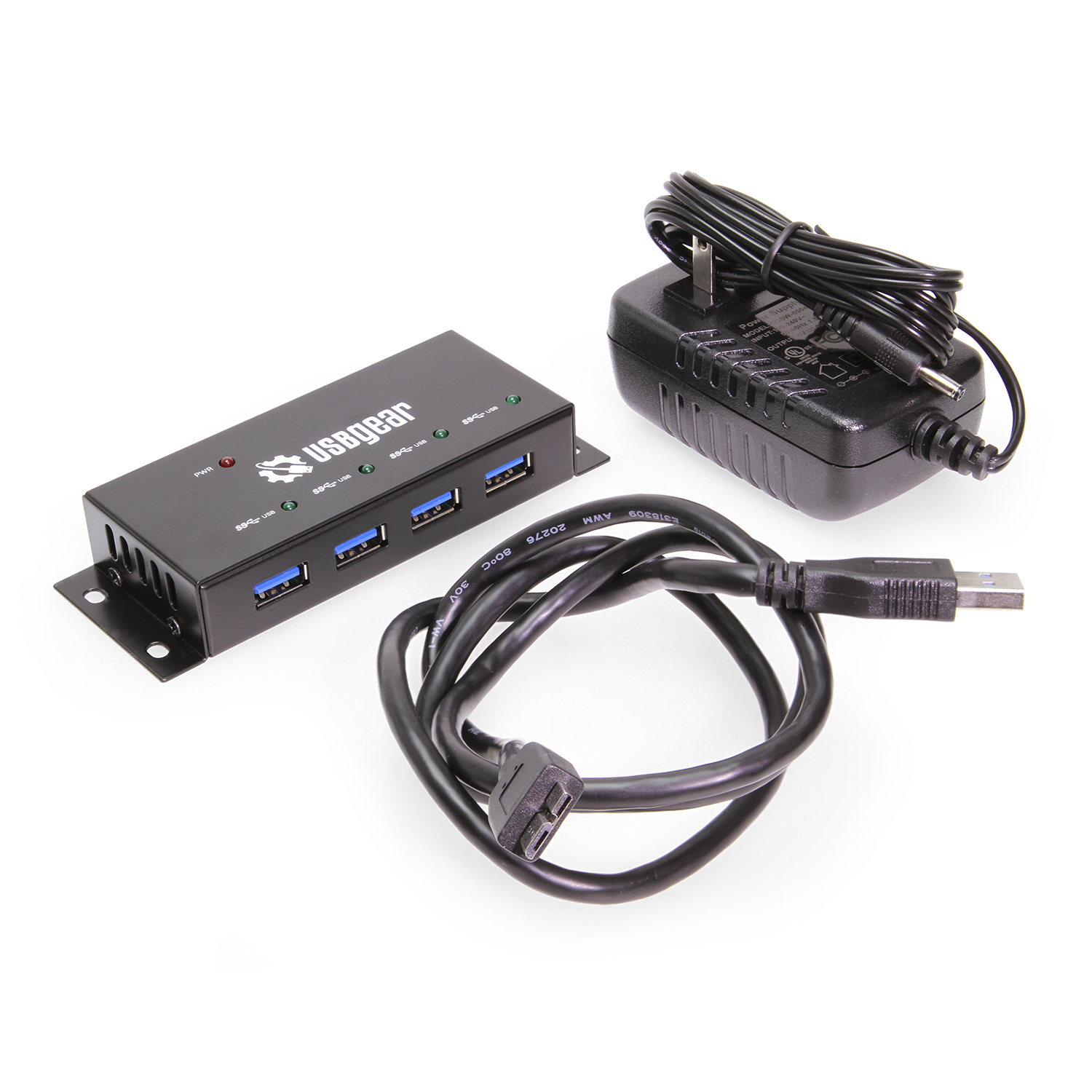 USBGear 10-Port USB 3.2 Gen 1 Mountable Charging and Data Hub with Power  Adapter and Cable