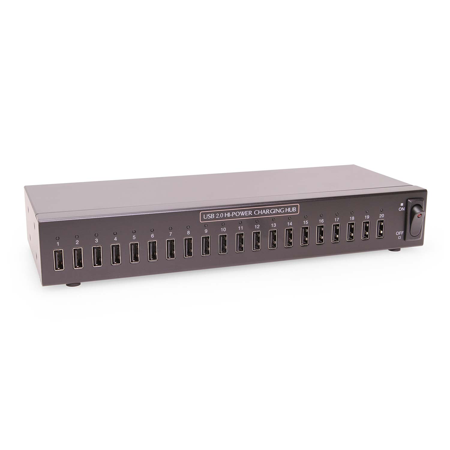 20 Port USB 2.0 Industrial 2.4A Charging Hub w/ ESD Surge Protection & Port Status LEDs -