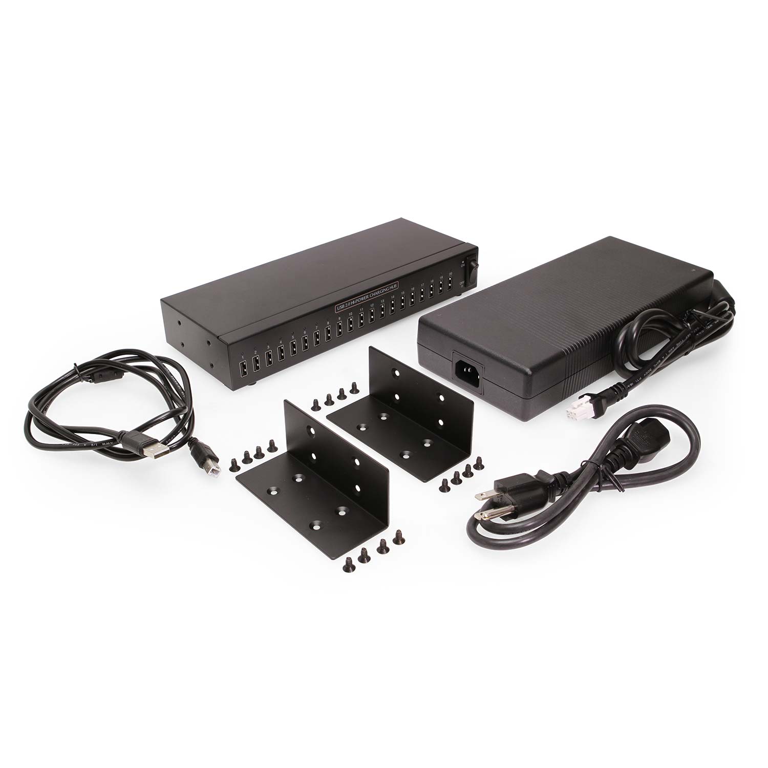 20 Port USB  Industrial High Power  Charging Hub w/ ESD Surge  Protection & Port Status LEDs - Coolgear