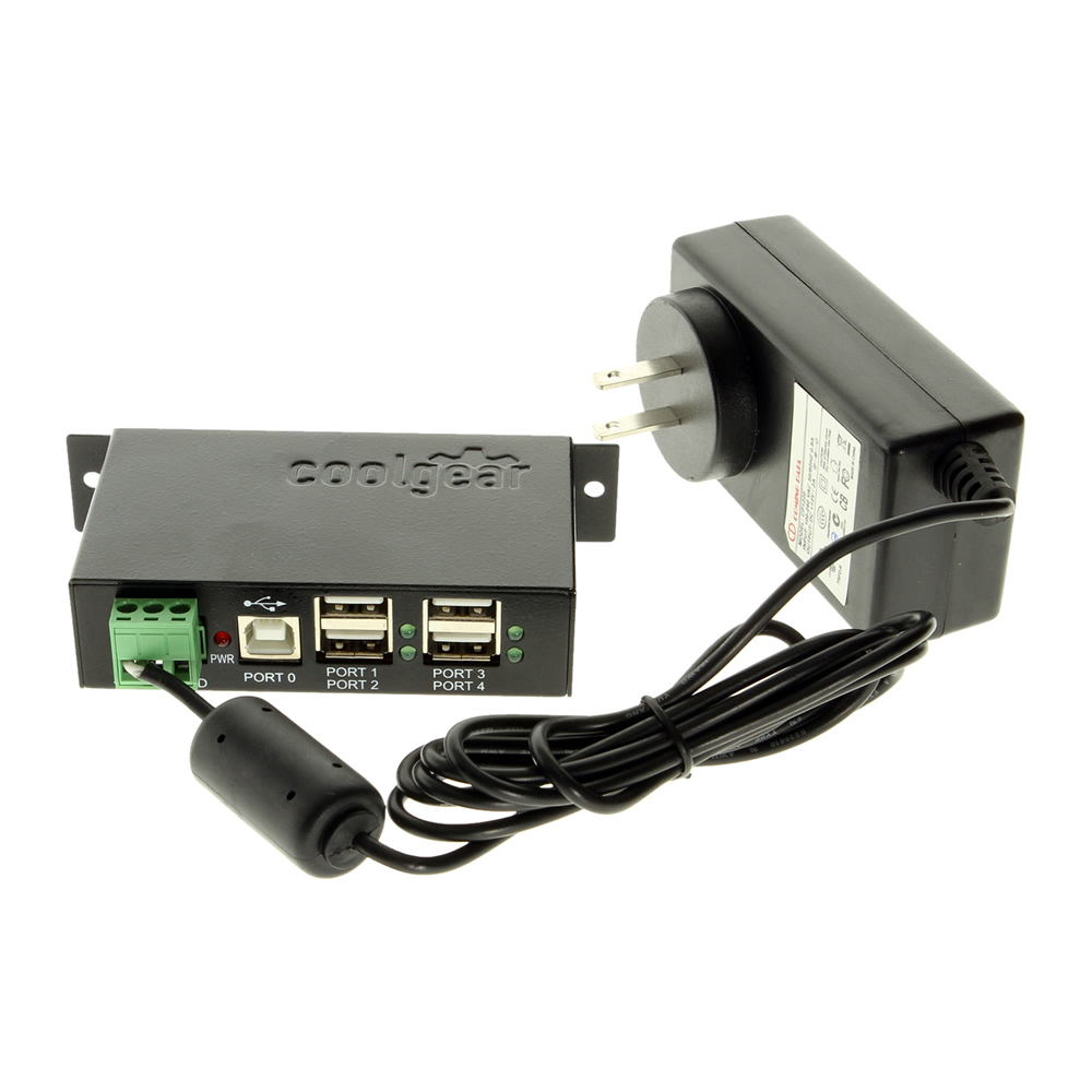 Industrial 4 Port USB 2.0 Powered Hub with Power Adapter for - Coolgear