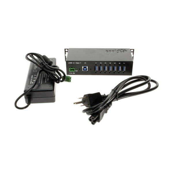 USB 3.0 7-Port Industrial Hub w/Din-Rail Mount and Power Supply - Coolgear