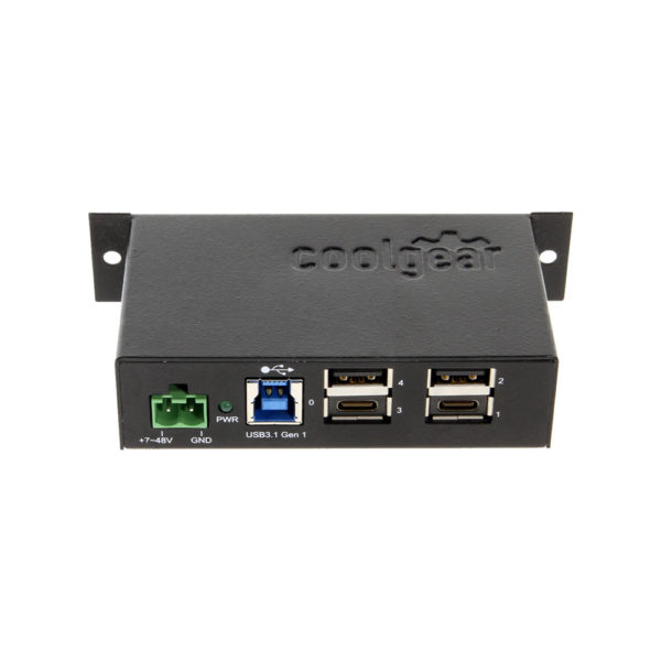 USB 3.1 Type-C & A 4 Port Metal Hub w/DIN Rail Clip & ESD Surge ...