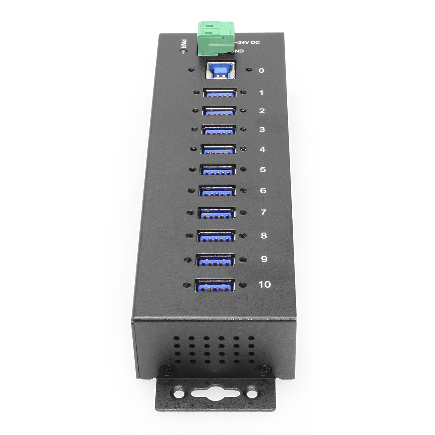 10-Port Industrial-Grade USB 3.0 Hub, 20 kV ESD, Metal