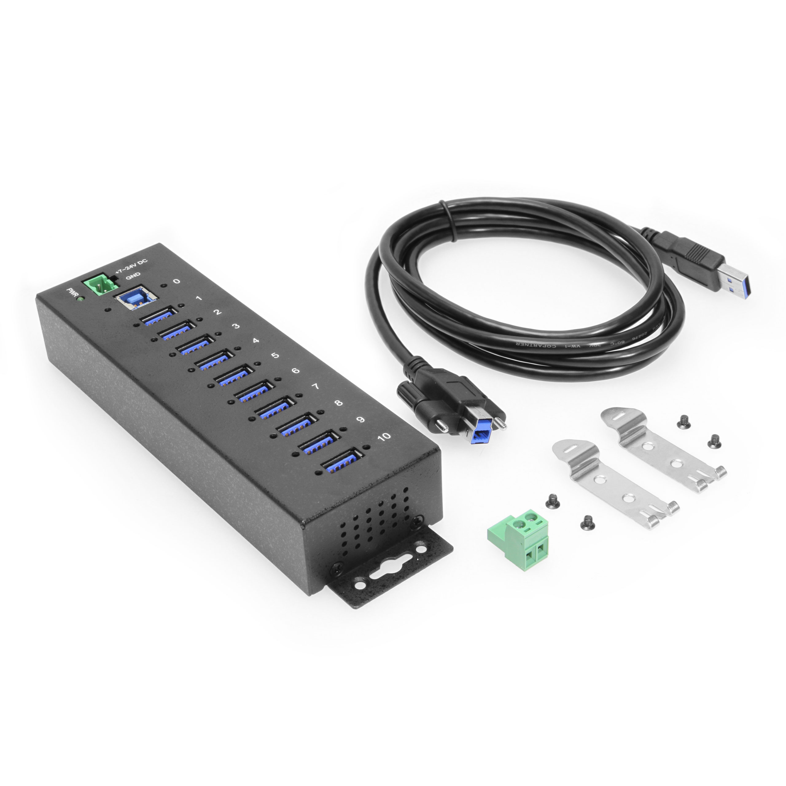 10-Port USB 3.0 Hub with Charge and Sync Ports - 5Gbps - 2 x 1.5A Ports
