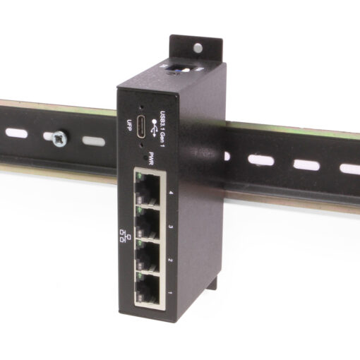 4-Port Industrial Gigabit Ethernet to USB 3.2 Gen 1 Type-C Adapter