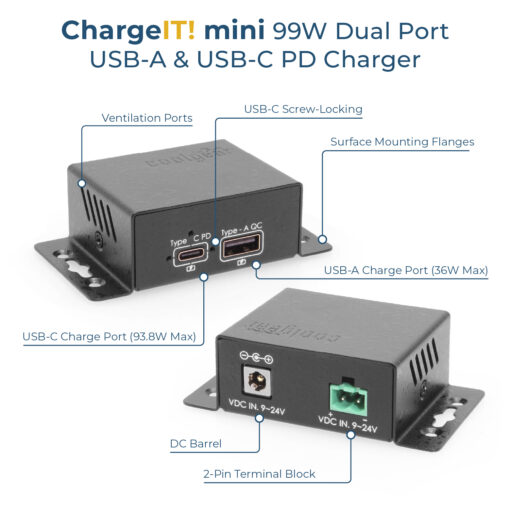 ChargeIT! mini 99W Dual Port USB-A & USB-C PD Charger w/ PPS & QC 3.0, UL , IEC Tested - Image 3